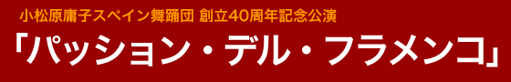 小松原庸子スペイン舞踊団創立40周年記念公演「パッション・デル・フラメンコ」 小松原庸子スペイン舞踊団創立40周年記念公演「パッション・デル・フラメンコ」