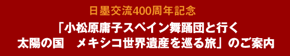 日墨交流400周年記念「小松原庸子スペイン舞踊団と行く太陽の国　メキシコ世界遺産を巡る旅」