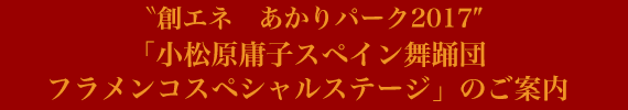 創エネ　あかりパーク2017「小松原庸子スペイン舞踊団フラメンコスペシャルステージ」のご案内