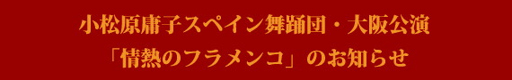 大阪公演「情熱のフラメンコ」のお知らせ 大阪公演「情熱のフラメンコ」のお知らせ