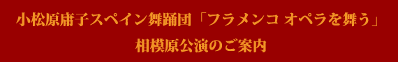 小松原庸子スペイン舞踊団「フラメンコ　オペラを舞う」相模原公演のご案内